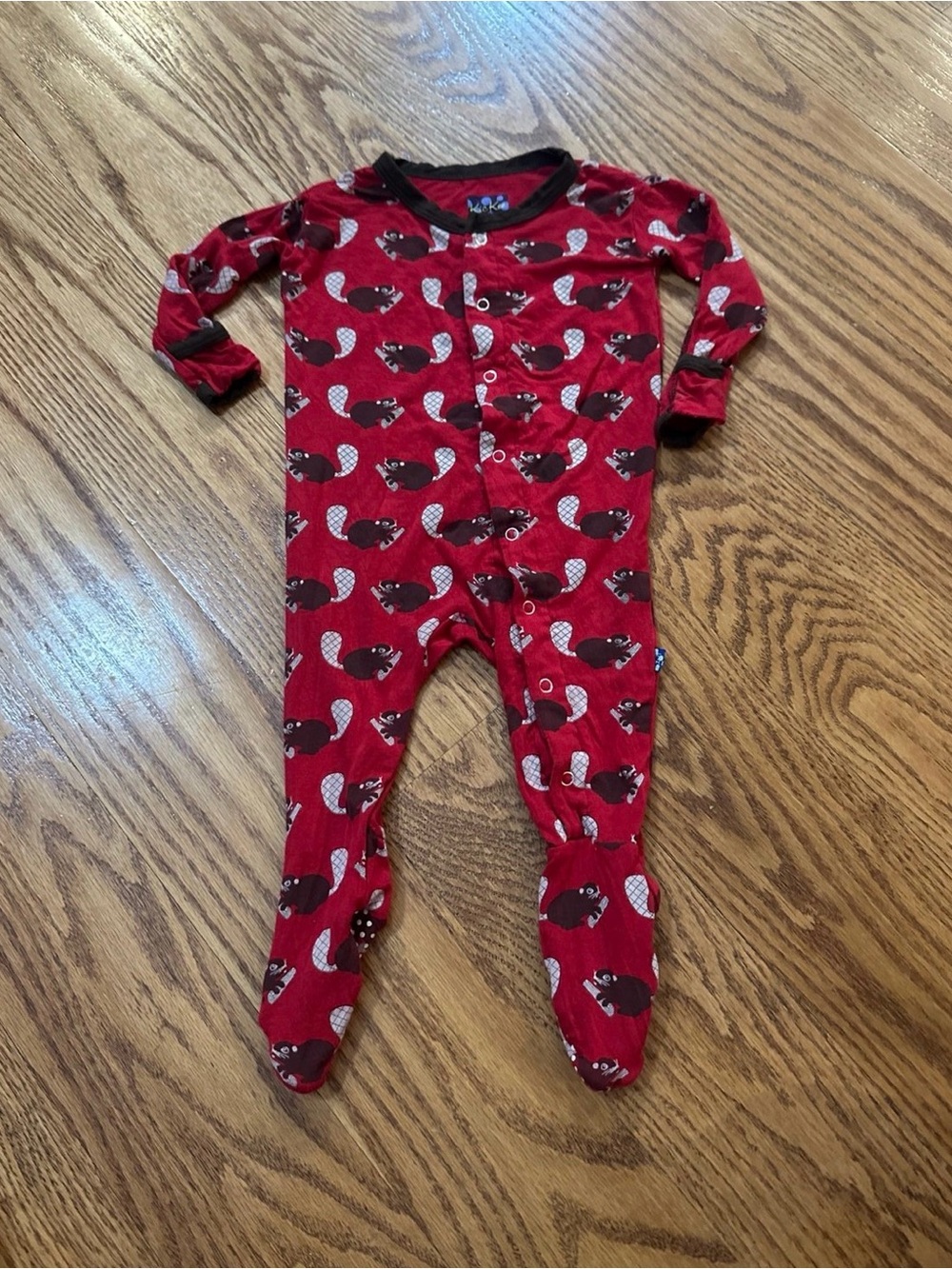 Kickee Pants Bamboo Footed PJs 3-6 months beavers